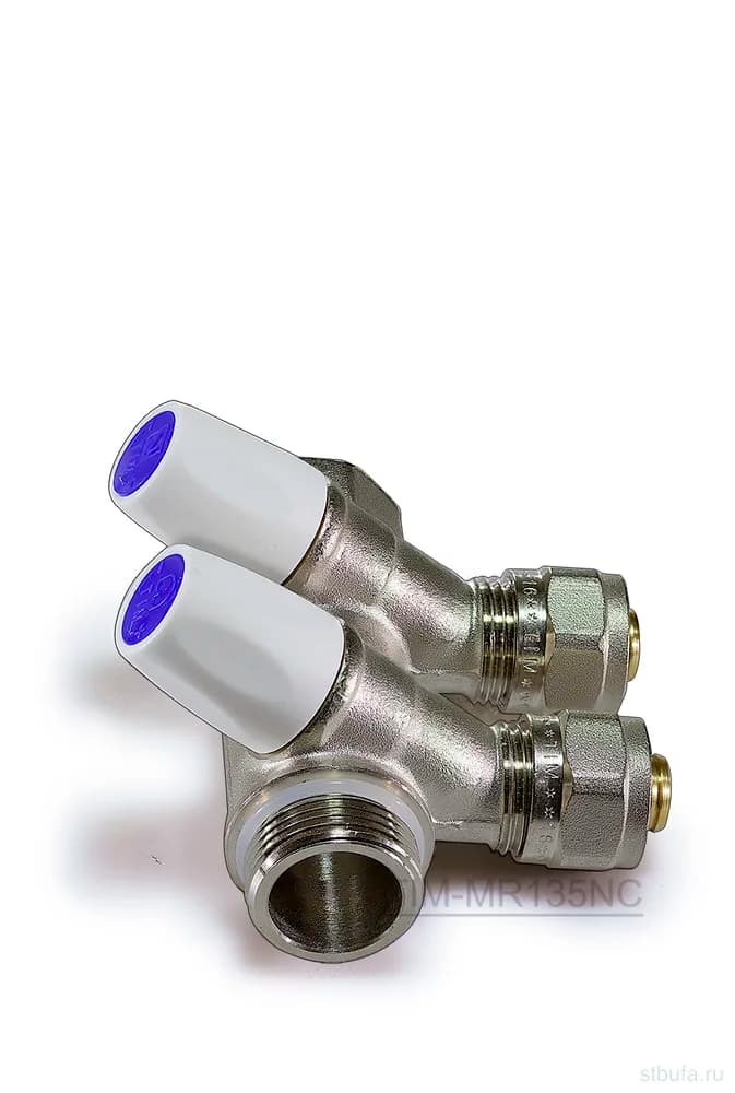 Коллектор c вентилями 2 вых. 3/4"х16 ТИМ MR135N-3/4-C-2 (с евроконусами)